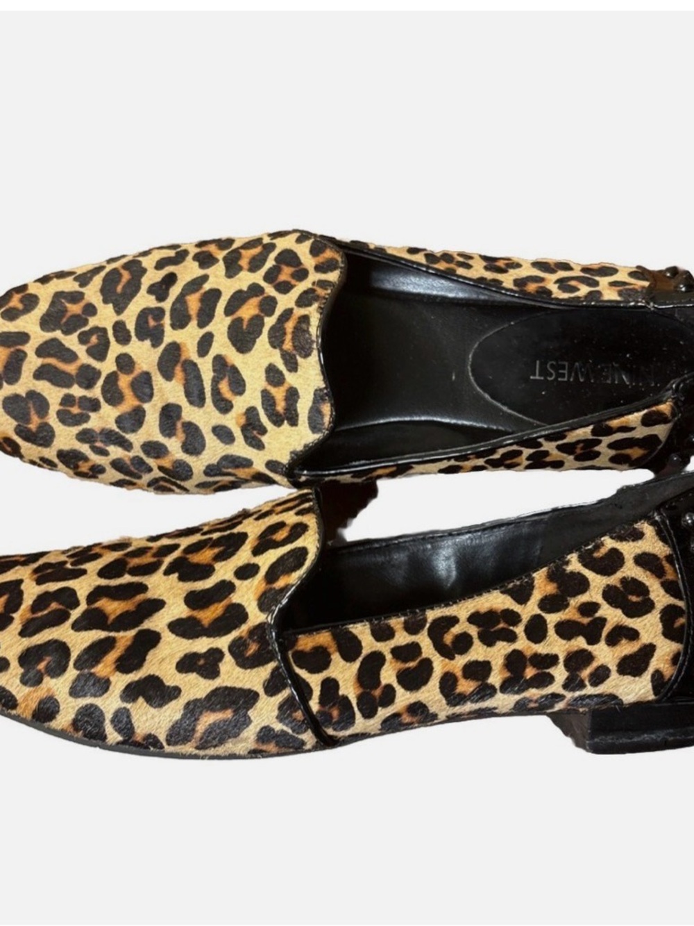 Nine West Genuine Calf Hair Leopard Smoking Flats Size 11